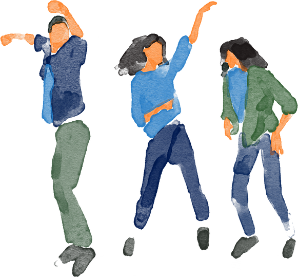 Watercolor people dancing